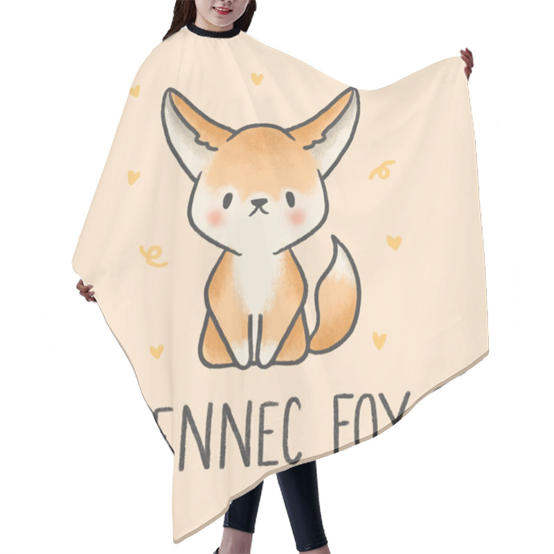 Personality  Cute Fennec Fox Cartoon Hand Drawn Style Hair Cutting Cape