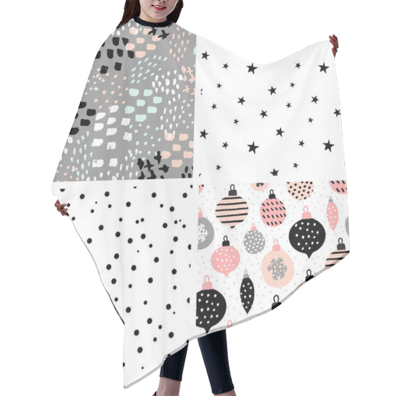 Personality  Christmas Seamless Patterns Set Hair Cutting Cape