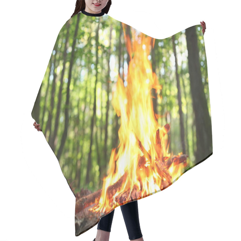 Personality  Bonfire In The Forest. Hair Cutting Cape