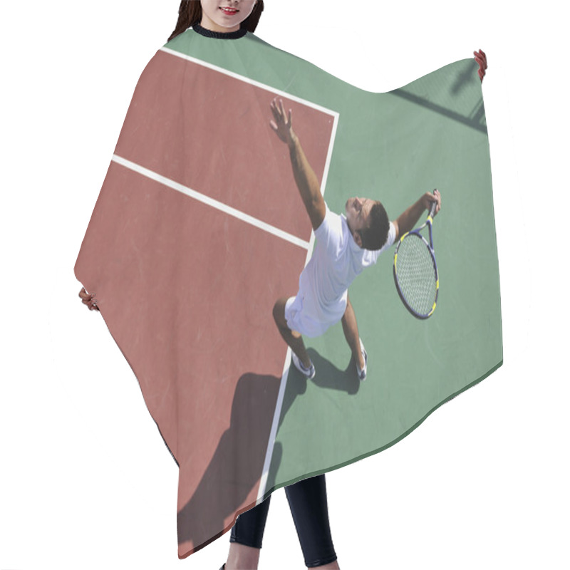 Personality  Young Man Play Tennis Outdoor Hair Cutting Cape