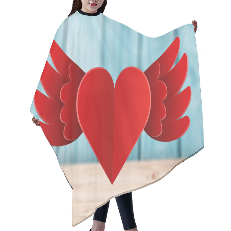 Personality  Composite Image Of Heart With Wings Hair Cutting Cape