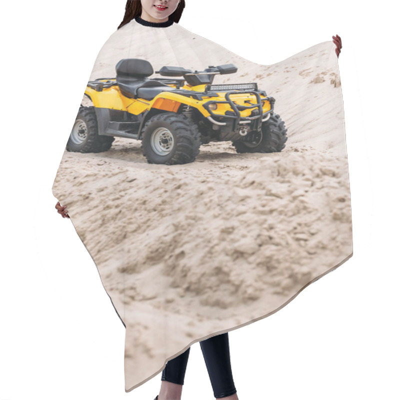 Personality  Modern Yellow All-terrain Vehicle Standing In Desert Hair Cutting Cape