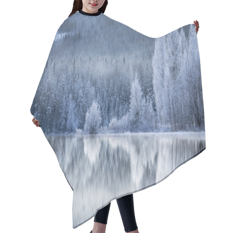 Personality  Forest Reflected In Frozen Lake Hair Cutting Cape