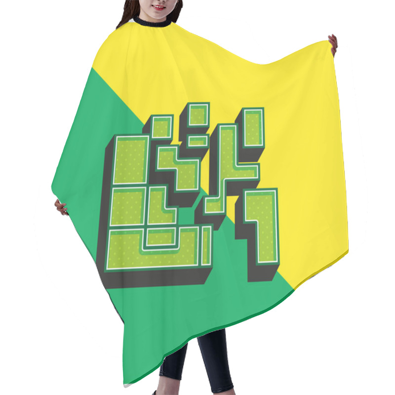 Personality  Artistic Squares Green And Yellow Modern 3d Vector Icon Logo Hair Cutting Cape