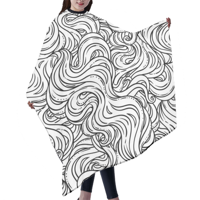 Personality  Abstract Hand-drawn Seamless Pattern With Waves And Clouds. Vector Seamless Pattern Hair Cutting Cape