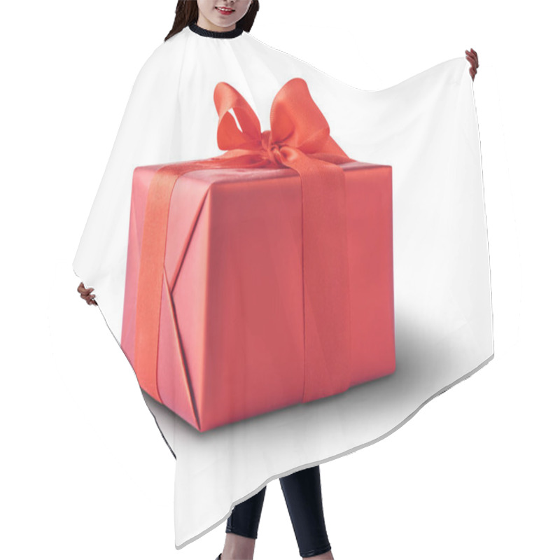 Personality  Valentines Day Concept.  Creative Valentines Day Conception Made By Falling In Air Gift Boxes And Red Hearts Isolated On White Background Hair Cutting Cape