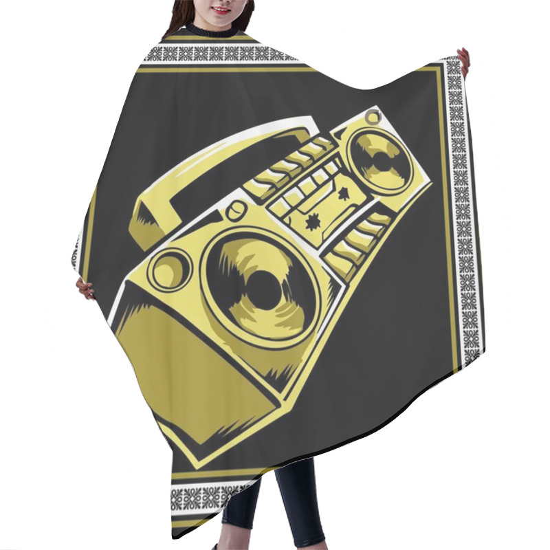 Personality  Retro Boombox Hand Drawing Vector Hair Cutting Cape