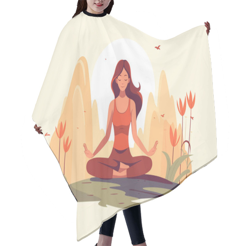 Personality  Beautiful Girl Doing Yoga Illustration, International Yoga Day, Yoga Day Banner, Yoga Day Background Hair Cutting Cape