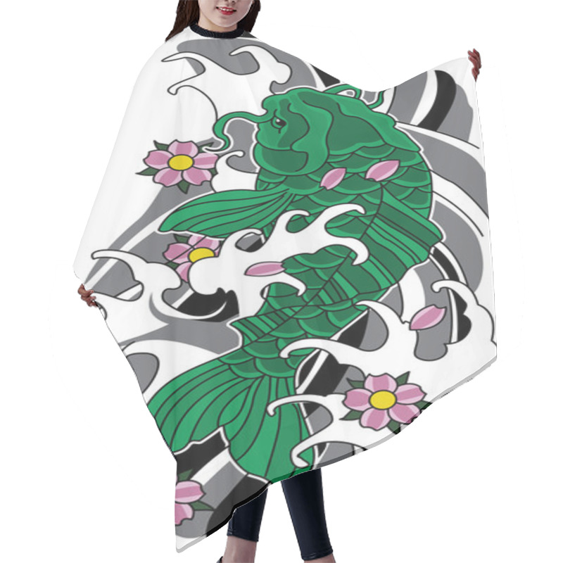 Personality  Vector Koi Fish Tattoo. Hair Cutting Cape