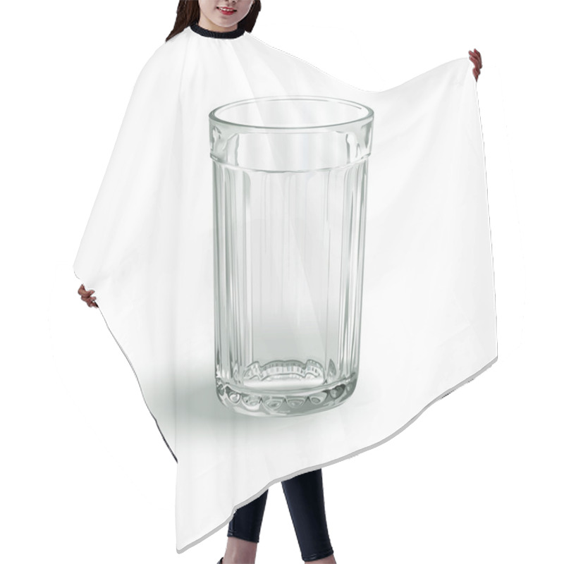 Personality  One Transparent Empty Faceted Glass On A White Background Hair Cutting Cape