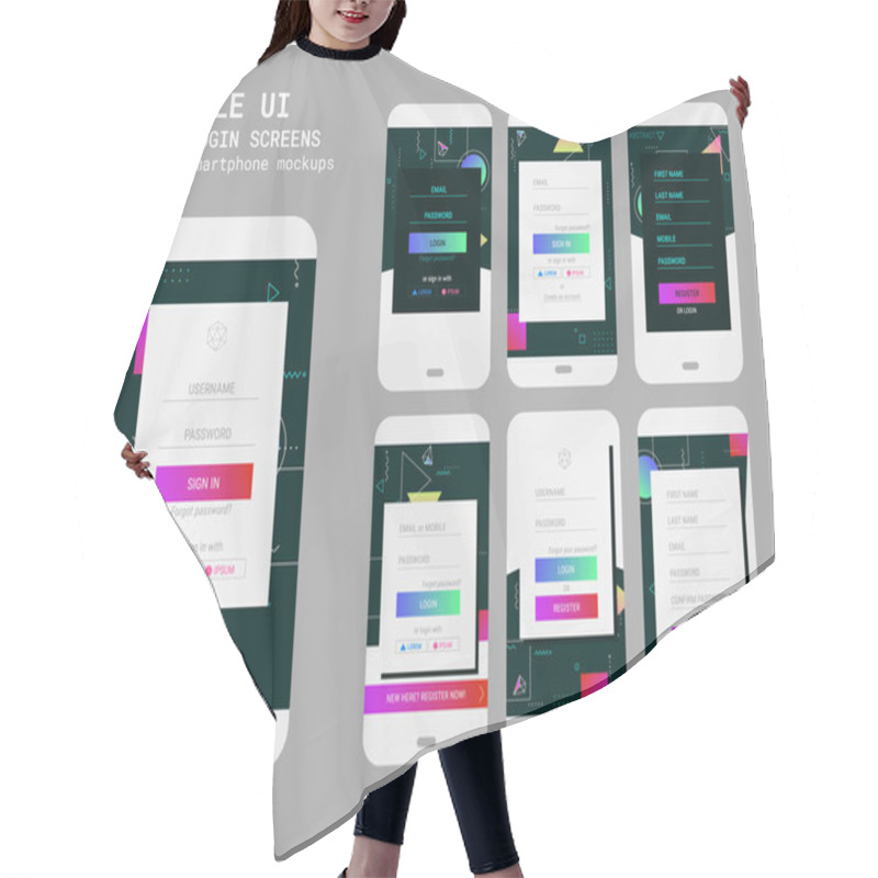 Personality  Abstract Geometric UI Sign In And Sign Up Screens Mockup Kit Hair Cutting Cape