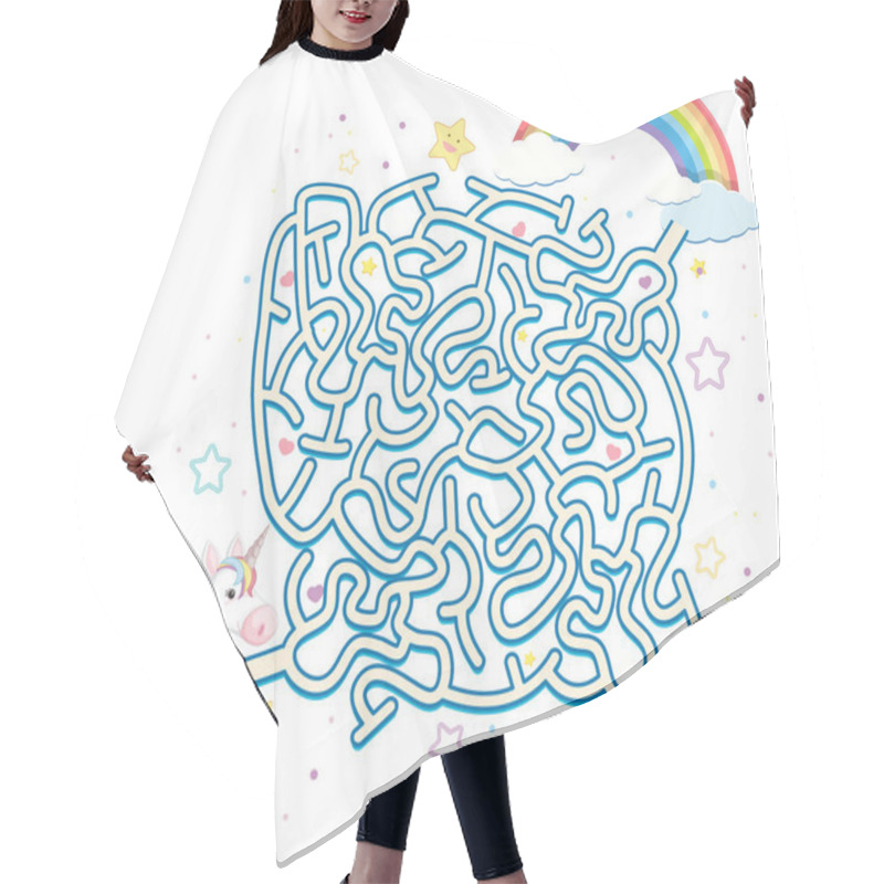 Personality  Unicorn Maze Puzzle Game Template Illustration Hair Cutting Cape