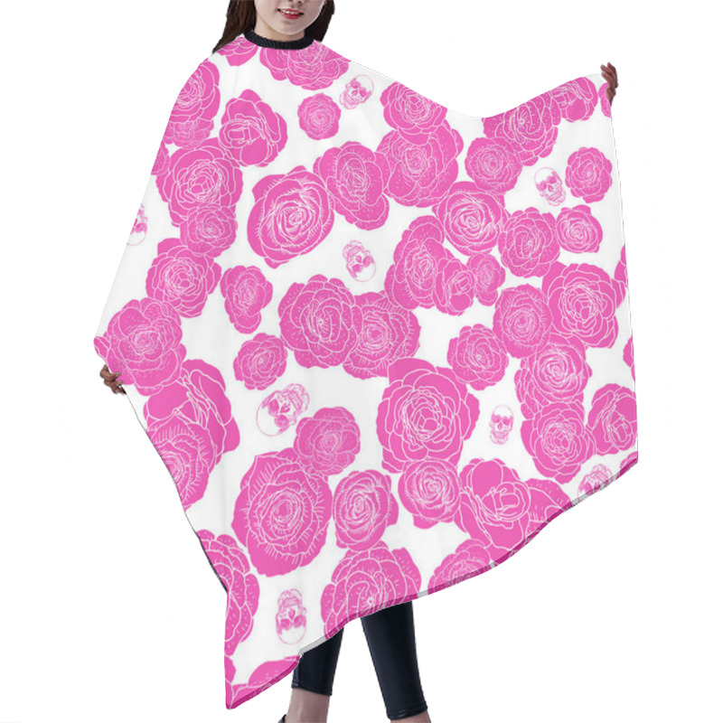 Personality  Roses With Skulls Seamless Pattern Hair Cutting Cape