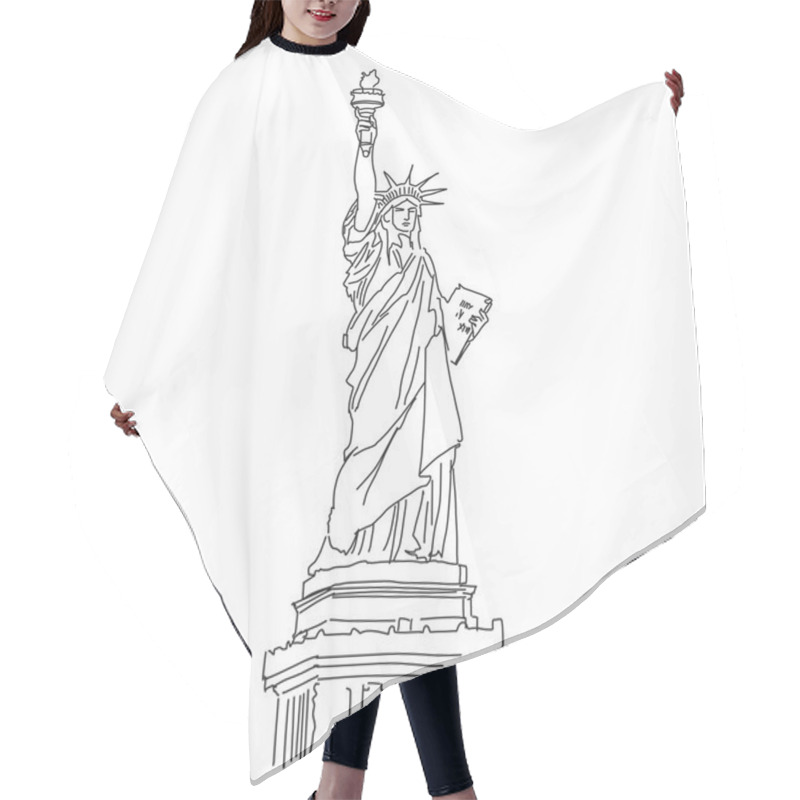 Personality  Statue Of Liberty, Hand Drawn Vector Outline Scribble Hair Cutting Cape