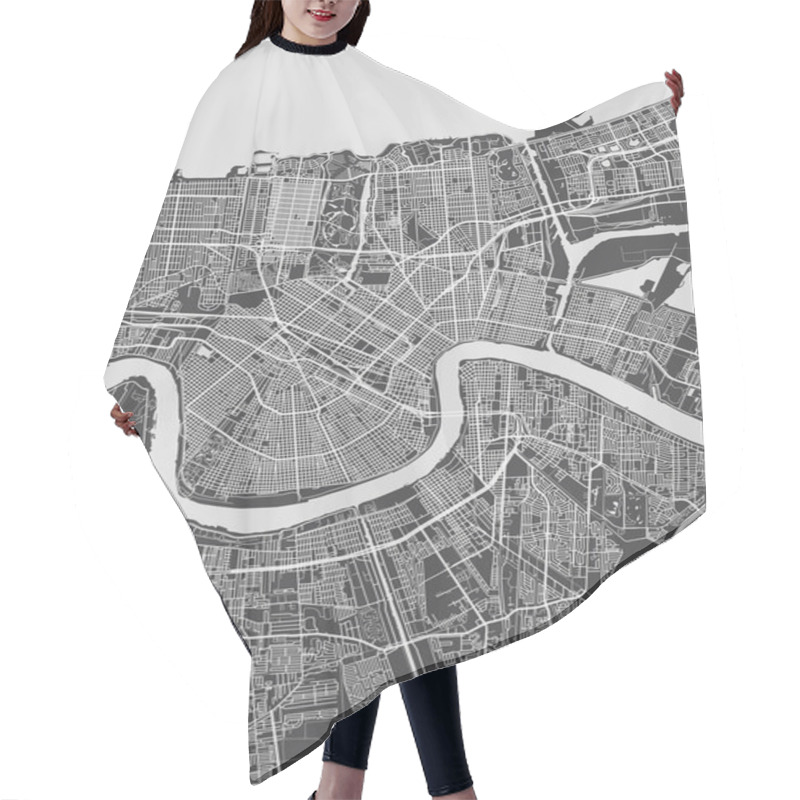 Personality  City Map New Orleans, Monochrome Detailed Plan, Vector Illustration Hair Cutting Cape