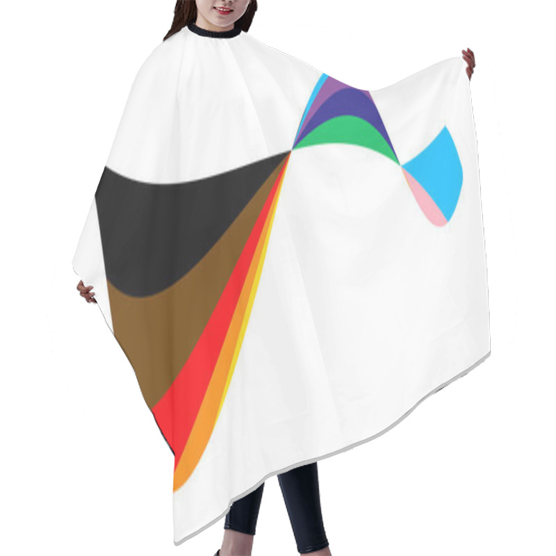 Personality  Pride Wavy Lines Shape. Modern Wave Icon With LGBTQ Pride Flag Colours. Colored Striped Shape For Design. Vector Illustration Isolated On White Background. Hair Cutting Cape