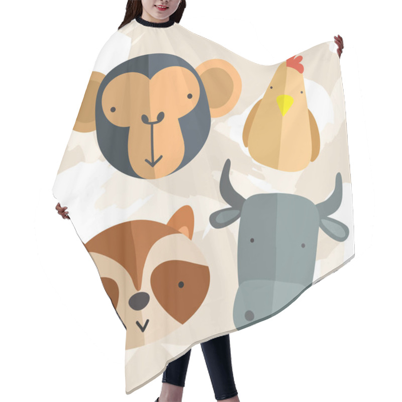 Personality  Set Of Adorable Baby Animals : Vector Illustration Hair Cutting Cape