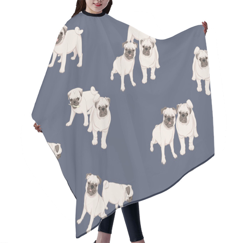 Personality  Pug Dog Vector Illustration. Hair Cutting Cape