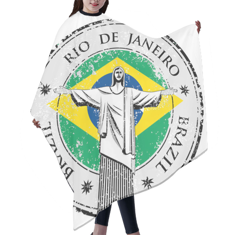 Personality  Rio Theme Stamp With Statue Of The Christ The Redeemer Illustration  Hair Cutting Cape