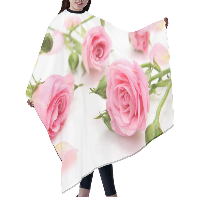 Personality  Beautiful Pink Roses Hair Cutting Cape