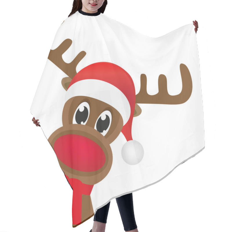 Personality  Christmas Reindeer In A Red Scarf Hair Cutting Cape