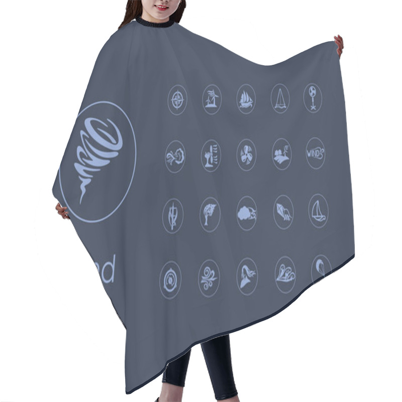 Personality  Set Of Wind Simple Icons Hair Cutting Cape