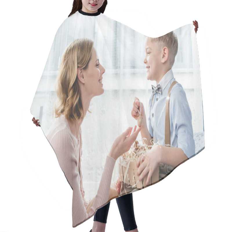 Personality  Happy Mother And Son Hair Cutting Cape