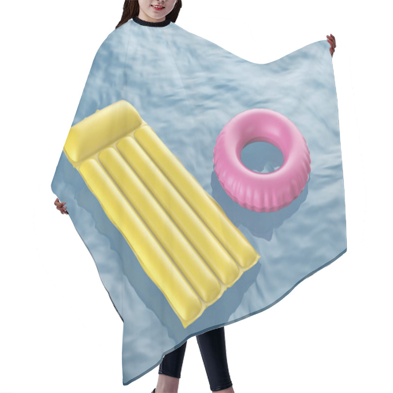 Personality  Pool Raft And Swim Ring Hair Cutting Cape