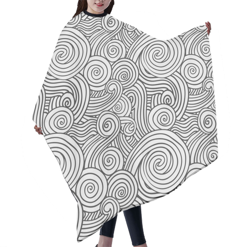 Personality  Black And White Curly Waves Hair Cutting Cape