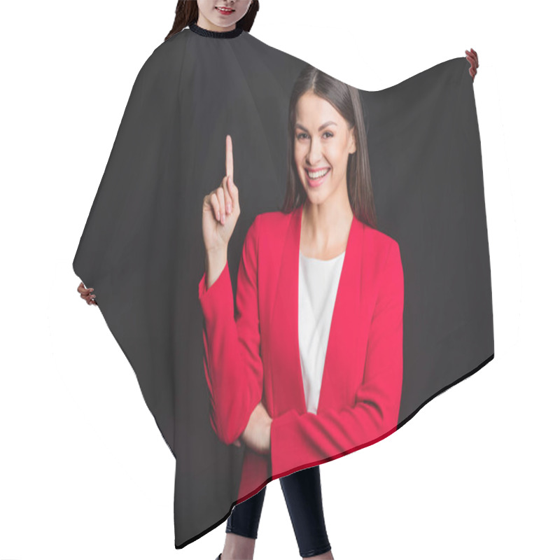 Personality  Young Attractive Businesswoman Hair Cutting Cape