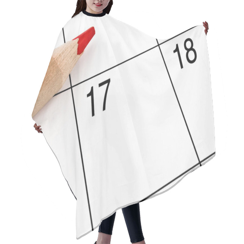 Personality  Home Calendar With Dates And Red Sharpened Pencil Hair Cutting Cape