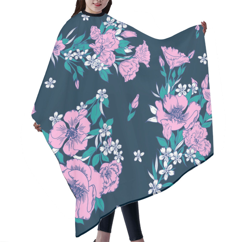 Personality  Seamless Gentle Flower Buckets Pattern Hair Cutting Cape