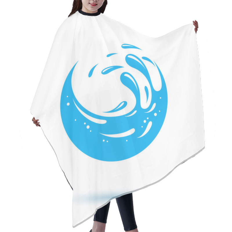 Personality  Sea Wave Splash Vector Symbol. Water Is Life Theme. Environment  Hair Cutting Cape