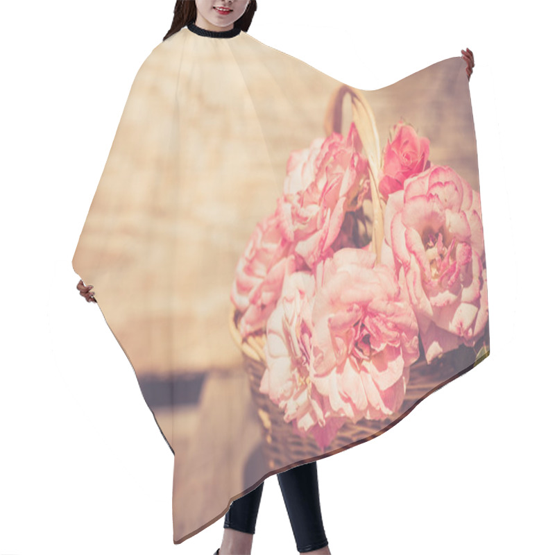 Personality  Pink Roses In Basket Hair Cutting Cape