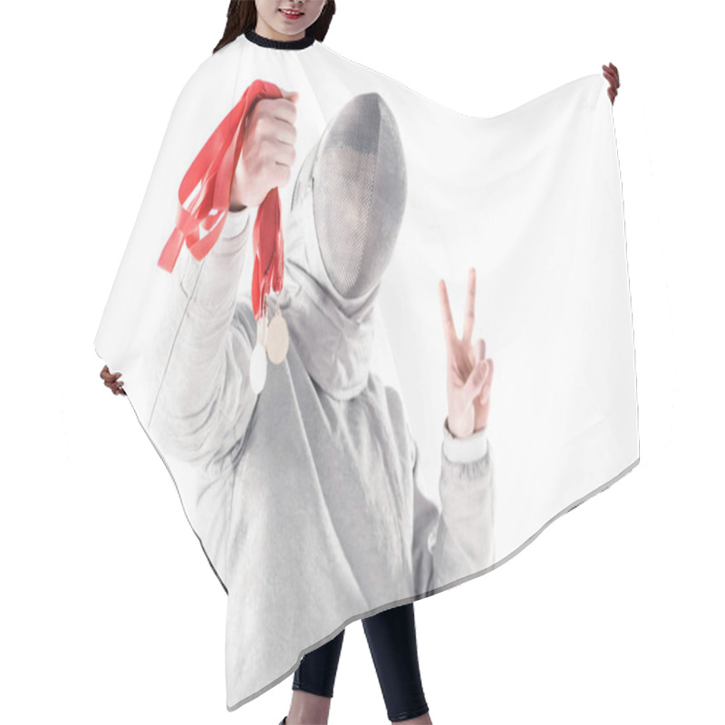 Personality  Professional Fencer With Medal Hair Cutting Cape