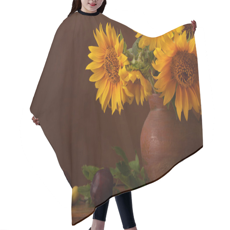 Personality  Bouquet Of Sunflowers And Ripe Cherry Plums Hair Cutting Cape