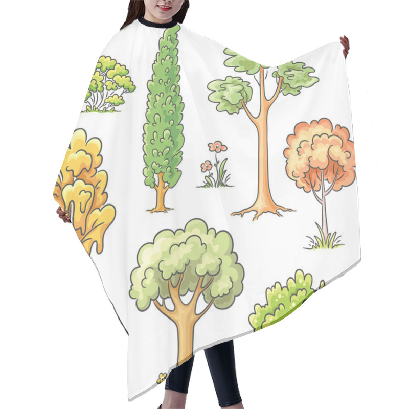 Personality  Set Of Different Trees Hair Cutting Cape