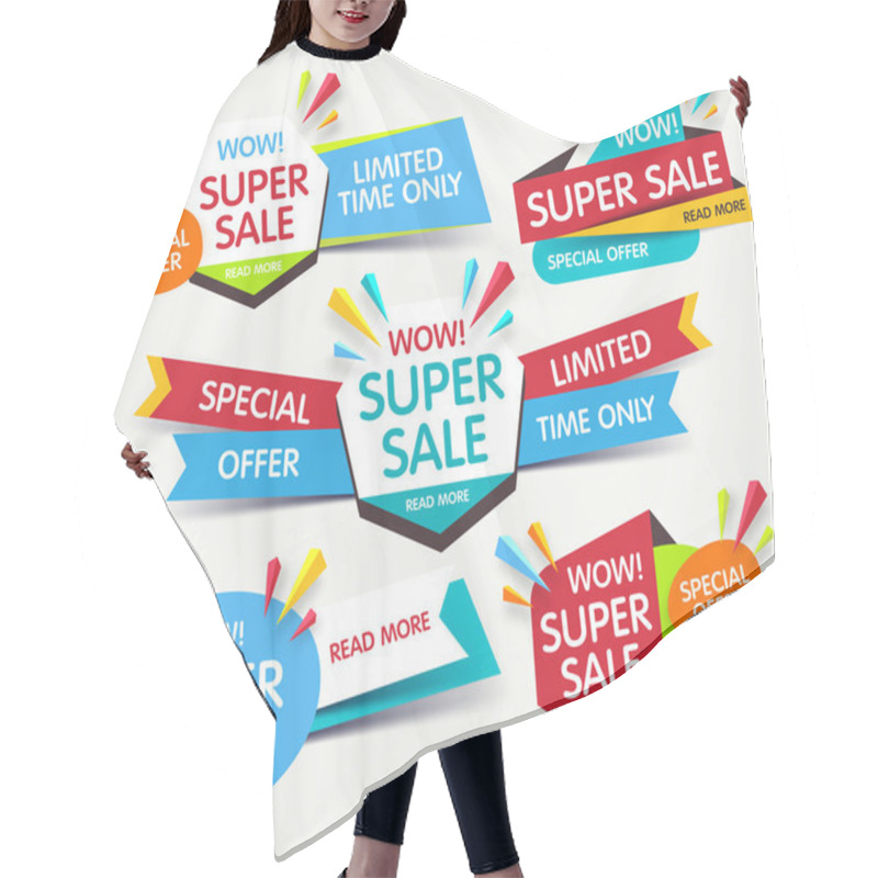 Personality  Super Sale Banner. Sale And Discounts. Vector Illustration Hair Cutting Cape