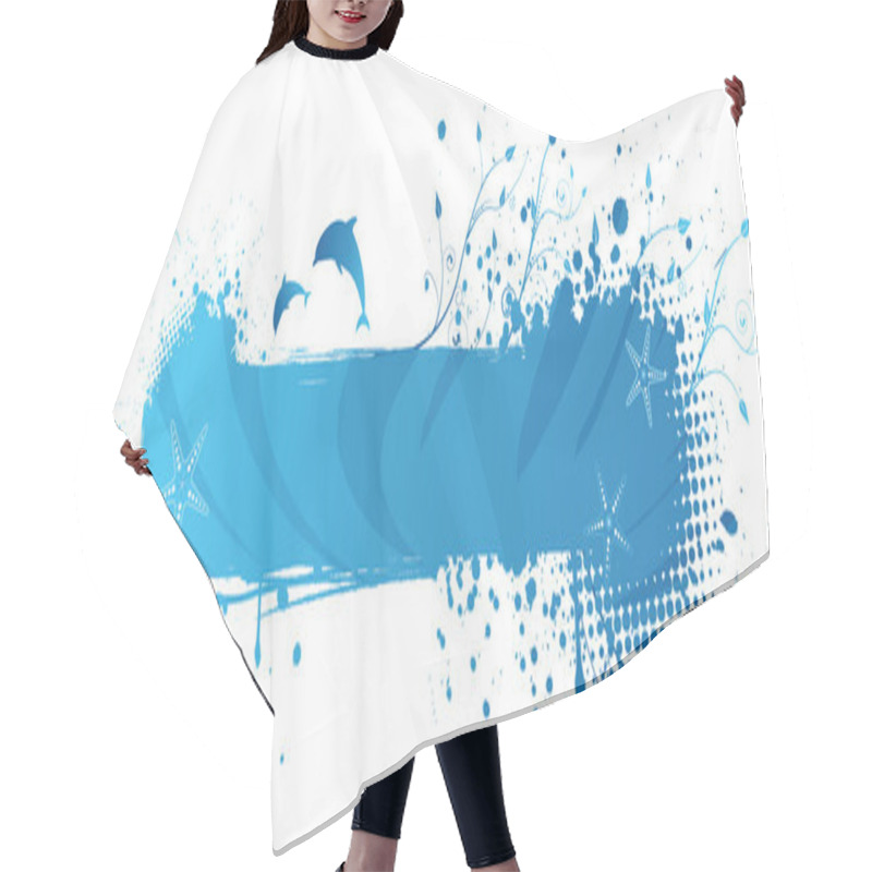 Personality  Blue Grunge Sea Banner Hair Cutting Cape