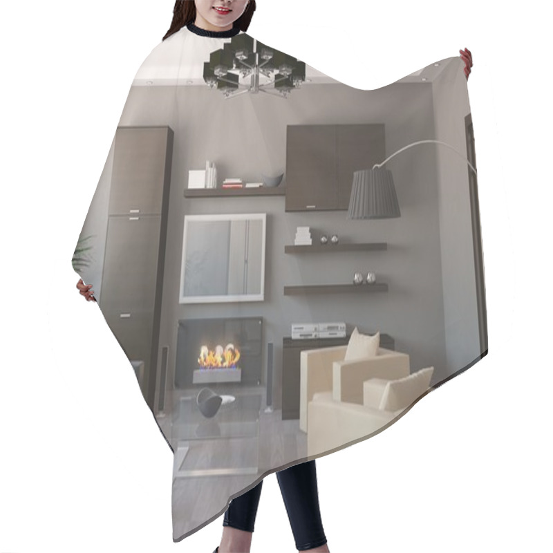 Personality  Render Of Apartment Living Room Hair Cutting Cape