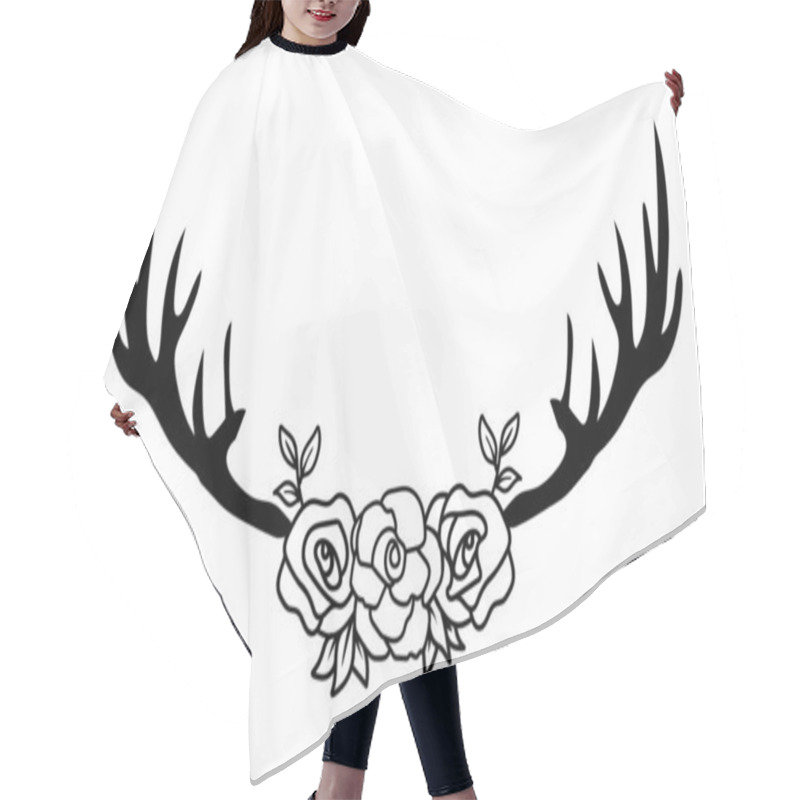 Personality  Vector Illustration Of Floral Antlers, Boho Flowers Deer Antlers. Hair Cutting Cape