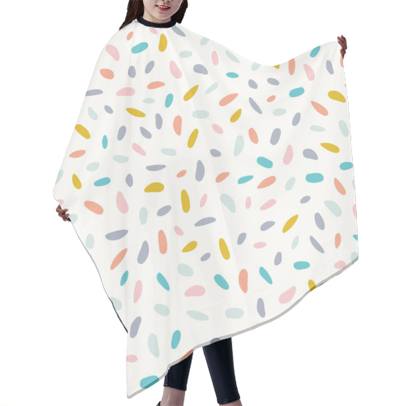 Personality  Abstract Background Pattern. Cute Vector Seamless Repeat Of Hand Drawn Mosaic Shapes In Trendy Colours. Fun Tiny Terrazzo Illustration.  Hair Cutting Cape