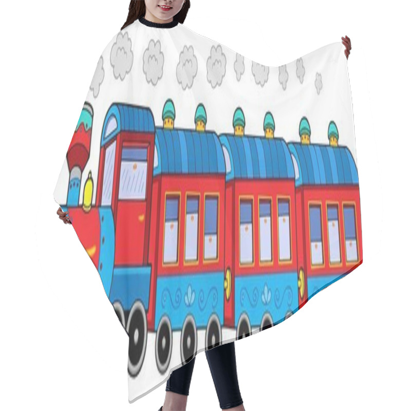 Personality  Steam Locomotive With Wagons Hair Cutting Cape