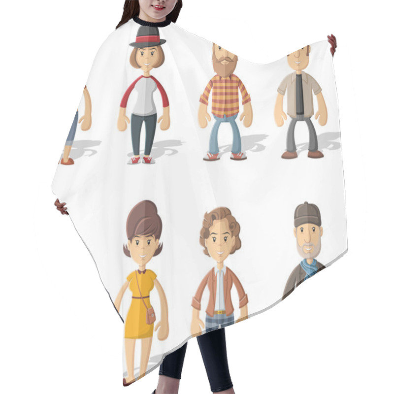 Personality  Group Of Hipster People Hair Cutting Cape