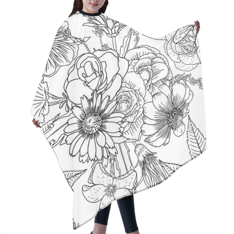 Personality  Doodle Floral Seamless Pattern  Hair Cutting Cape