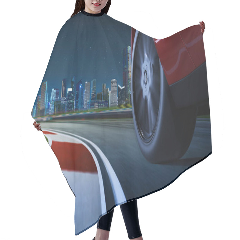 Personality  Low Angle Side View Of Car Driving Fast At Night With Motion Speed Effect Hair Cutting Cape