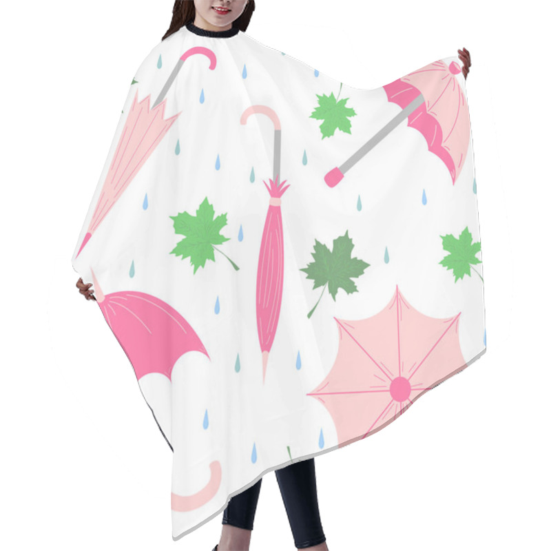 Personality   Set Of Hand Drawn Glamorous Pink Umbrellas, Maple Leaves And Drops. Perfect For Print. Flat Umbrellas. Hair Cutting Cape