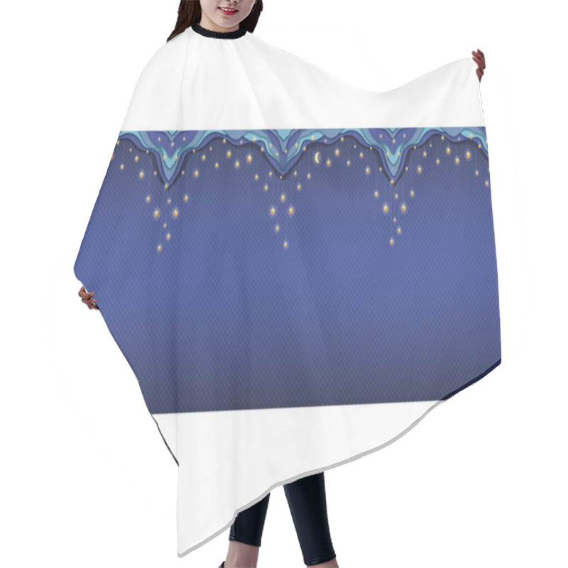 Personality  Packaging Design, Four Sides Of The Box With A Seamless Line Pattern Depicting Moonlit Sky With Stars In Vintage Paper Cutout Style Hair Cutting Cape