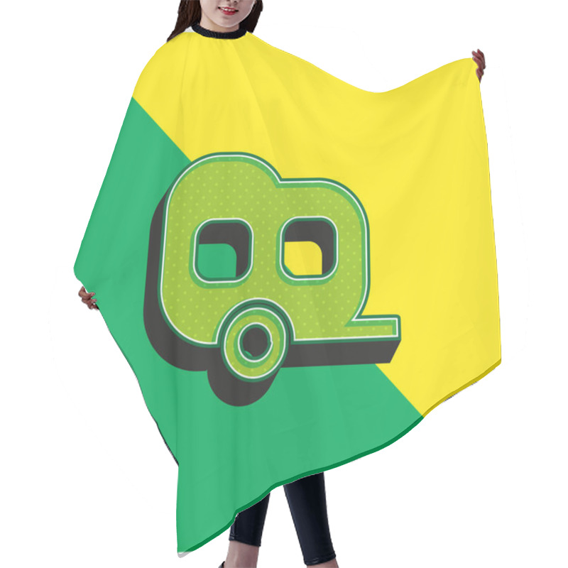 Personality  Black Two Window Carriage Green And Yellow Modern 3d Vector Icon Logo Hair Cutting Cape