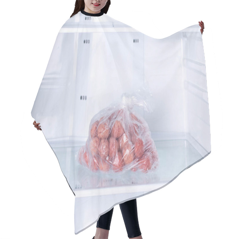 Personality  Frozen Meatballs In A Plastic Bag In Refrigerator Hair Cutting Cape